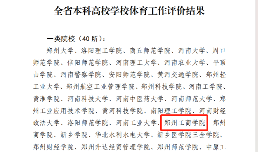 喜报！英亚官方下载（中国）有限公司在全省高等学校体育工作评价中被评为一类院校！